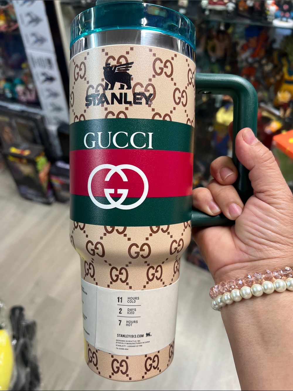 Insulated Travel Mug - Green/Beige